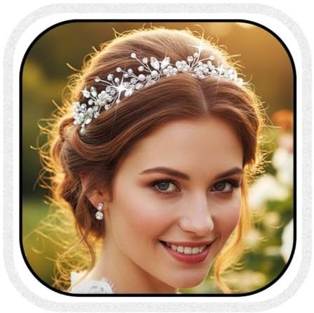 Unicra Serre-tête de mariée en forme de vigne de vigne argentée avec cristaux - Accessoire de cheveux pour femme