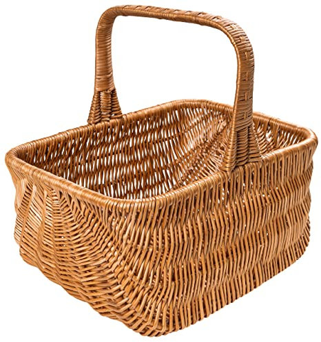 Creative Home Holländischer Einkaufskorb Weidenkorb mit Henkel Picknickkorb | 42 x 32 x 40 cm (+/- 1 cm) | Handgeflochten | Naturbraun | Universell und Langlebig Groß Osterkörbchen Geflochten