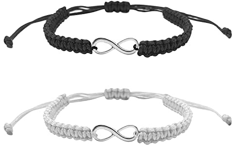 CHEERYMAGIC Infinity Bracelets for Couples Best Friend, Infinity Sign Handmade Rope Braided Couples Bracelet, Distance Matching Bracelets Jewellery Gift for Couple Family Lovers Women Men A7WXBZSL