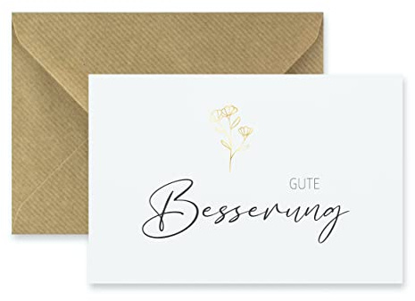 1 Premium Grusskarte zur Genesung - 10,5x14,8cm + 1 Naturumschlag, Karte um Gute Besserung zu wünschen (Klappkarte) edles Premiumpapier