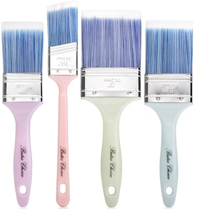 Bates 4Pack Plastic Handle Paint Brushes - Pastel Colors, Stain, Furniture & Wall Painting