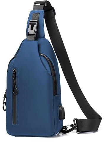 Lidxfeo Anti-stöld multisyfte crossbody-väska, vattentät bröstväska, bröstväska, män, axelväska med USB-laddningsport, flera fickor sling-ryggsäck, för vandring, resor, klättring etc, svart