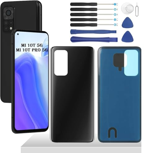 YHX-OU 6.67'' Schwarz Akkudeckel für Xiaomi Mi 10T 5G M2007J3SY Mi 10T Pro 5G M2007J3S M2007J17C Rückseite Backcover Back Ersatz Reparatur Set + Werkzeug