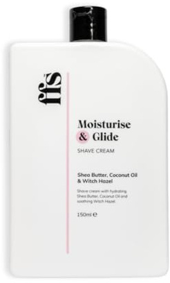150ml Moisturise & Glide Natural Shaving Cream for Women w/Shea Butter, Coconut Oil, & Witch Hazel - Paraben & Cruelty-Free FFS Beauty Shave Cream for Sensitive Skin - Perfect for Home or Travel