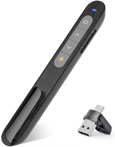 2-in-1 USB Type C Kabelloser Presenter Pointer für Präsentationen, Hyperlink Volume Pointer Prasentation Fernbedienung,2.4GHz USB Powerpoint Präsentation Wireless Present Fernbedienung für Laptop