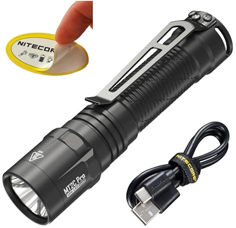 Nitecore MT2C Pro 1800 Lumen EDC Flashlight Torch, USB-C Rechargeable, High Efficient LED, Long Runtime, Long Throw, Slim, Lightweight for Everyday Carry, Glove Box or Outdoor