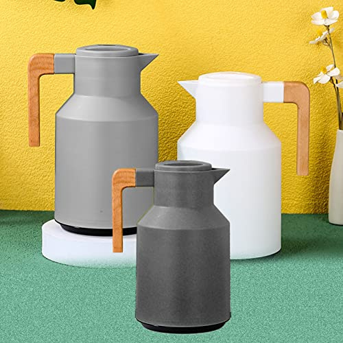 Kaffeekaraffe, 1000 Ml Doppelte Kaffeekaraffe, Isolierte Vakuum-Thermoskanne aus Edelstahl, Doppelwandige Vakuum-Thermoskanne Kaffee und Getränke, Tee-Ei und Sieb (Weiß)