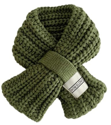 Itkcozcg Warmer Schal, weicher und warmer Kinderschal, gestrickter Halswärmer, gemütliches Halstuch, atmungsaktiv, langer Schalldämpfer, Neujahrsgeschenk für 3–12 Jahre, Jungen und Mädchen, Grün,