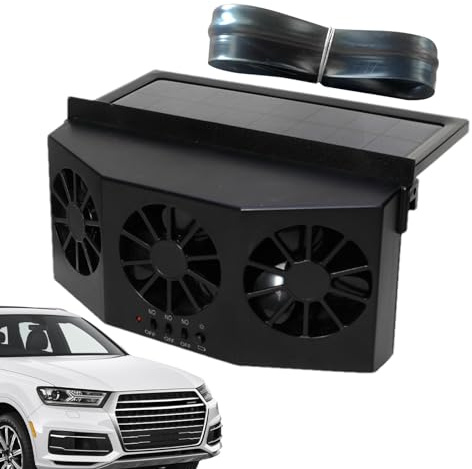Quiet Solar Car Air Extractor Fan - 3 Outlet Window Fan | Multifunctional Solar Powered Exhaust to Eliminate Odors | Prevents Fog Build-Up & Improves Fl