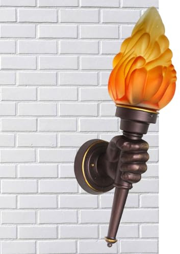 Luz De Pared De Antorcha Creativa - Lámpara De Pared Con Forma De Antorcha Creativa, Pared Vintage Con Llama, Accesorio De Iluminación Con Pantalla De Lámpara De Vidrio Flameado Y Soporte De Aluminio