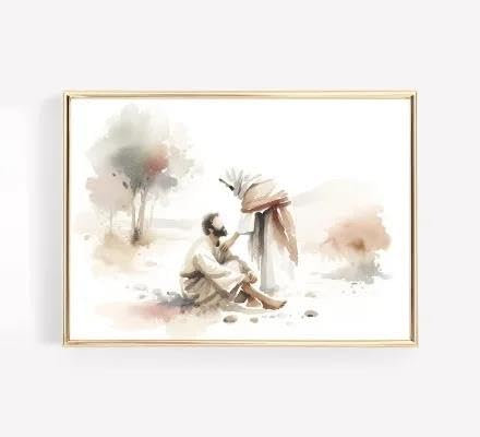Yocheng Paraboles de Jésus Affiche Croyants Chrétiens Aquarelle Peinture Impression Sur Toile Porche Maison Mur Art Décoration Peinture Suspendue 40x50cm sans cadre