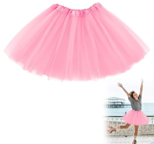 MADGININE Pink Tutu, Women's Adult Tutu Skirt, One Size, Pink, Above the Knee, Multiple Occasions, Fall/Winter