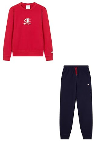 Champion Boys' Crewneck Sweatsuit, set of sweater with printed logo and pants with drawcord waistband and side pockets