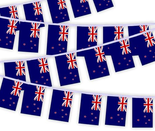 30 Stück Neuseeland Flaggenkette Fahnen, 10 Meter Neuseeland Rechteck Seilfahnen, dekorative Banner verwendet, um Innenhöfe zu schmücken String New Zealand