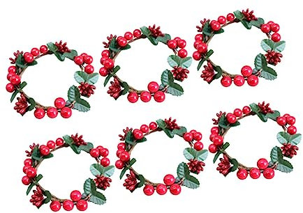 Amosfun 6stücke Künstlicher Weihnachtskranz Mit Roten Beeren Innendurchmesser Hängender Kerzenhalter Für Adventskranz-Dekoration Weihnachtsbaum Und Wand Schmuck