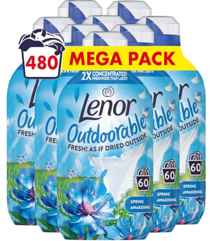 Lenor Outdoorable Fabric Conditioner 480 Washes (8x60), Spring Awakening - Ultra Concentrated Freshness