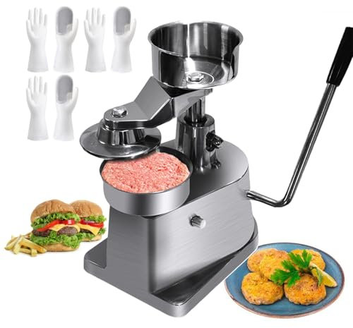 Hamburger Patty Maker, pressa per hamburger manuale con 500 fogli di carta per hamburger, strumento per preparare hamburger, polpette di carne, hamburger vegetariani, tortini di granchio, 13 cm