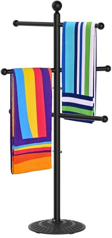 Irrantan Pool Towel Rack Outdoor, Metal Outdoor Towel Rack for Pool, Sturdy Towel Holder, Towel Bar, Poolside Table, Poolside Towel Holder, Hot Tub Accessories for Adults