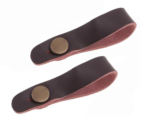 REMAGIC Guitar Strap Lock 2PC, Leather Guitar Strap Button, Headstock Adapter Tie, Guitar Headstock Strap Tie, Guitar Neck Strap Button, Brown, Classic