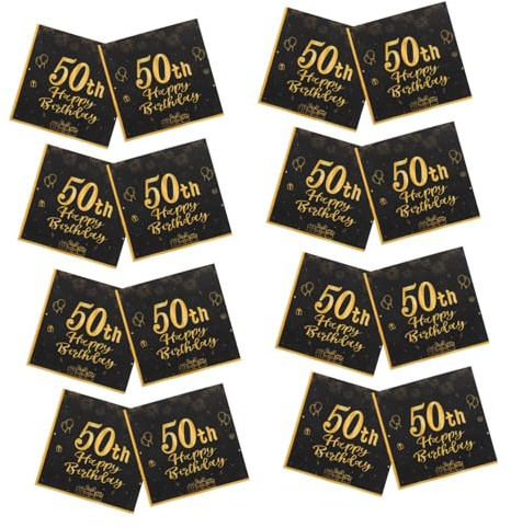 HAMPPLIES 20stücke Schwarze Geburtstagservietten Mit Goldenen Druckmotiven Wiederverwendbar-papierservietten Für Festliche Geburtstagsfeiern Und Elegante Tischdekoration