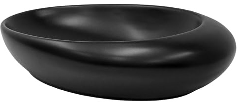 LuxeBath Waschbecken Keramik 585x375x145 mm oval Schwarz, Kieselstein Form, Aufsatzwaschbecken für Badezimmer/Gäste-WC, Modernes Aufsatzbecken, Waschtisch Waschschale Waschplatz Handwaschbecken Becken