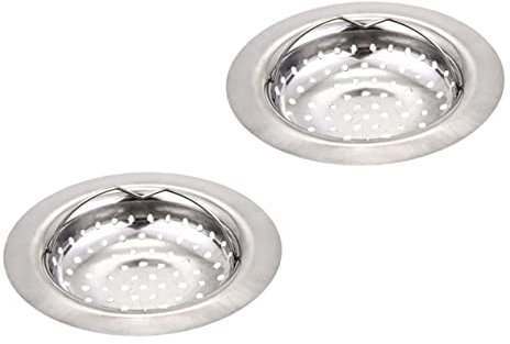 HOUDERCO Stainless Steel Sink Strainer Drain Filter for Kitchen and Bathroom Sink Basket Filter Net 2pcs Silver Home Kitchen Accessories