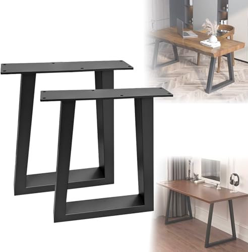 CTREVL 2 Stück Tischkufen Metall Schwarz 72cm, Heavy Duty Industrielle Tischkufen mit Verstellbaren Füßen Tragkraft 250 kg Stabil und Stabil für Couchtisch Esstisch Schreibtisch Sitzbank(40x72cm/15.7x