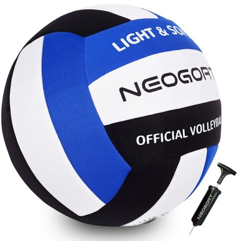 NEOGOAT Soft Volleyball for Indoor Practice-Super Soft & Silent Fabric Indoor Volleyball Lightweight for Kids Youth Beginners, Perfect for House Yard Training Practice Games(Deflated,with Pump)