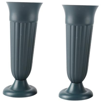 VICASKY Vaso Portafiori da Tomba Verde in Plastica 2 Pezzi