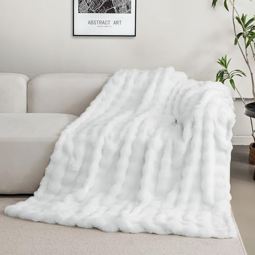 CAPRIFIC Bubble Decke, Kuscheldecke Flauschig, Plüschdecke Kunstfell Flauschige Felldecke Decke Sofadecke