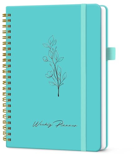 Undated Weekly Planner, Weekly To Do List Notebook with Goal & Habit Tracker Organizer, A5 Weekly Planner Notebook with Spiral Binding, 6.1 x 8.2 - Aquamarine