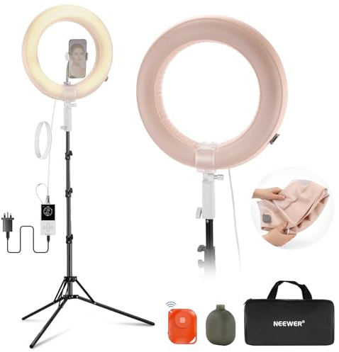 NEEWER 14 Inflatable Large Ring Light with Tripod Stand/Phone Holder/Remote, 35W Portable LED Ringlight 2900-6500K 2400lux CRI95+ for iPhone Selfie Streaming Video Recording Makeup Lash Studio, RA14B