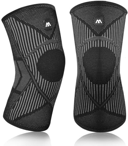 Beugo Ginocchiera Stabilizzante di Supporto, 2 Pezzi Tutore Ginocchio per Uomo e Donne, Antiscivolo Fascia Ginocchio Ortopedica per Sollevamento Pesi, calcio, basket e Corsa (Nero, L)