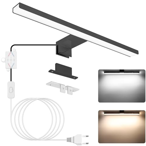 NIORSUN Spiegelleuchte Bad LED 12W 40cm, Zweifarbige Temperatur 4000K 6000K, 1100LM, IP44 Wasserdicht Badezimmer Lampe Wand, für Wandbeleuchtung und Spiegel Beleuchtung, Spiegellampe Badezimmer