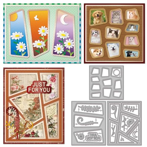 GLOBLELAND Irregular Rectangular Metal Cutting Dies for Card Making | Geometric Frame Die Cut for Scrapbooking Paper Crafts DIY Cards Photo Album Decor