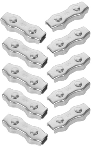 SHINEOFI Morsetti a Sella per Funi Metalliche in Acciaio Inossidabile M5, Clip per Cavi Duplex Doppio Bullone, Set da 10 Pezzi per Ancoraggio e Fissaggio Cavi in Ambienti Esterni
