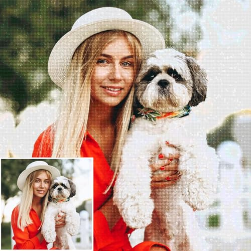 HOBULL Diamond Painting Personalizado con Foto - Kit Completo de Diamond Painting 5D Personalizada para Adultos, DIY Diamante Embroidery Kit, Regalo Ideal para Decoración Hogareña