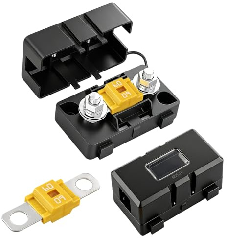Porta fusibili per auto con 2 fusibili Midi 60A, porta fusibili Midi ad alta corrente,fusibile per auto standard, impermeabile, per auto,camion, autobus, campeggio auto e veicoli commerciali