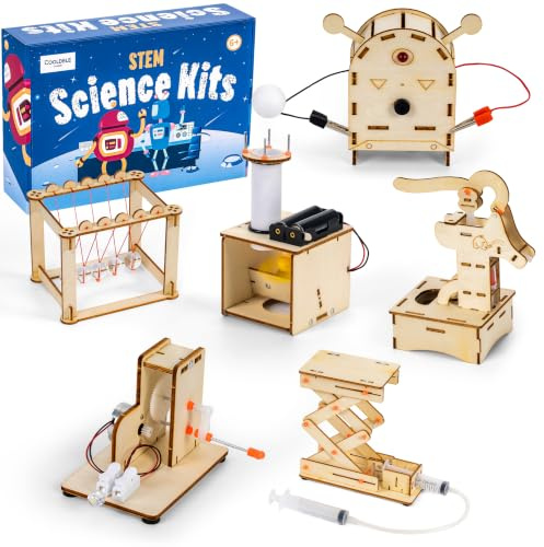 Cooldele 6-in-1 Holz STEM Experimente für Kinder ab 8 9 10 11 12 13 14, Holz DIY Auto Flugzeuge Bausatz Experimentierkasten Set Bausatz Kinder Spielzeug Geschenke ab 8-14 Jahre Jungen