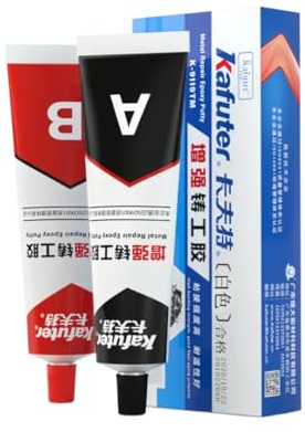 VIDOO K-9119 Kit 100 g Fórmula Soldadura en Frío, Pasta Epoxi Metálica Dos Componentes para Reparación Grietas Radiadores Hierro Fundido, Gel Reparación Acero Alta Resistencia, Blanco