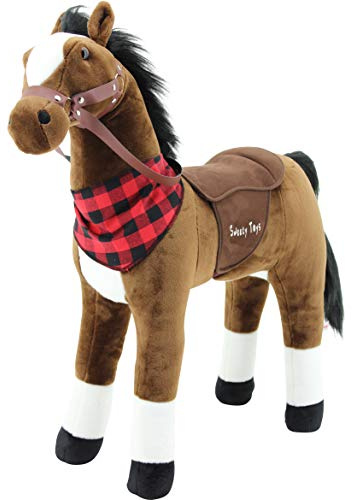 Sweety Toys 7653 Plüsch Stehpferd Sicherheit ! Little Champ Höhe 80 cm Riesenpferd Robustes, stabiles Reitpferd Stahlunterbau Keine STYROPORFORM- sehr robust, kein Wackeln,