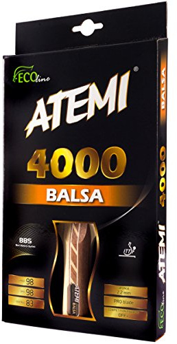 Atemi Tischtennisschläger 4000 (Balsaholz) Pro Offensive + Tischtennisschläger | Bessere Kontrolle, Geschwindigkeit, Rotation | Anfänger und Profi | 5-lagig, Wettkampfgummi