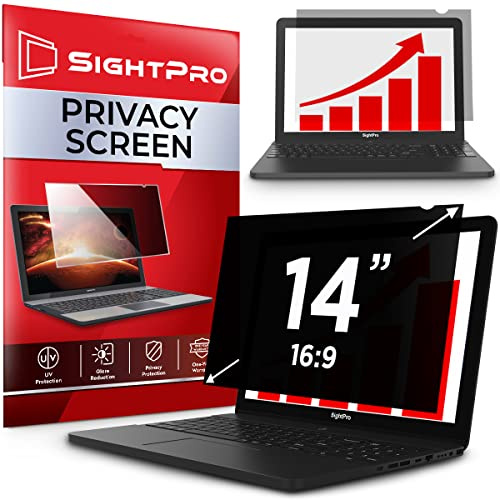 SightPro 14 Inch 16:9 Laptop Privacy Screen Filter - Privacy Shield and Anti-Glare Protector (Not Magnetic)