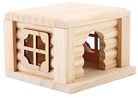 Tnfeeon Blockhaus Spielzeug für Kleintiere, Qualitätsholzhaus Entspannungsbereich für Hamstergehege Zubehör Chinchilla Frettchen Nagetier Haustier