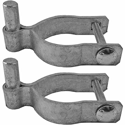 2-7/8 Chain Link Fence Gate Post Hinge - Use for 2-7/8 Outside Diameter Post/Pipe - Galvanized Chain Link Post Gate Hinge - Nut/Bolt Included for Hinge (2 Pack)