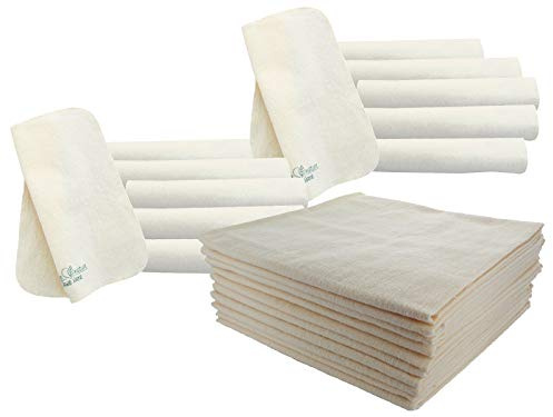Bio Moltontücher 10er-Set mit Waschlappen 100% Bio-Baumwolle (kbA) GOTS zertifiziert, Natur, 40 x 40 cm