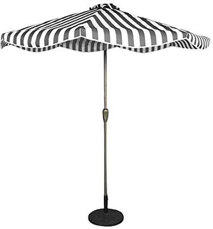 HWF Sonnenschirm Gartenschirm 9ft / 2.7m Gartenschirm Sonnenschirm, Sonnenschirm im Freien für Strand/Pool/Patio Sonnenschirme Sonnenschutz UV50 + Runden, Schwarz und Weiß Gestreift