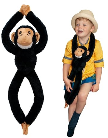 EcoBuddiez Tree Huggers - Schimpanse von Deluxebase. 72cm hängendes Stofftier aus recycelten Plastikflaschen. Umweltfreundliches und weiches Plüschtier und perfektes Kuschelgeschenk für Kinder.