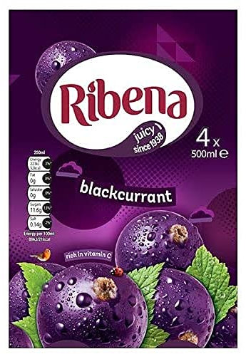Ribena Blackcurrant Juice Drink 500ml - Multipack of 4 | Real Fruit | Rich In Vitamin C | No Artificial Colours or flavous | Fruity Refreshment | Ready To Drink | 100% Recycled Plastic Bottle