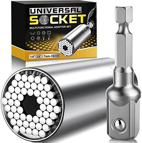 Biuonk Universal-Stecknuss – Geschenke für Männer, Vater, Ehemann, Multifunktions-Ratschenschlüssel, Bohrmaschinen-Adapter, coole Gadgets, Werkzeuge, Weihnachtsgeschenke für Heimwerker, 2-teiliges Set